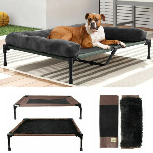 Extra Large Cooling Elevated Dog Bed with Bolster