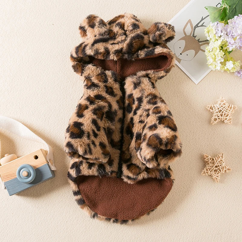 Leopard Print Thickened Jacket For Dogs