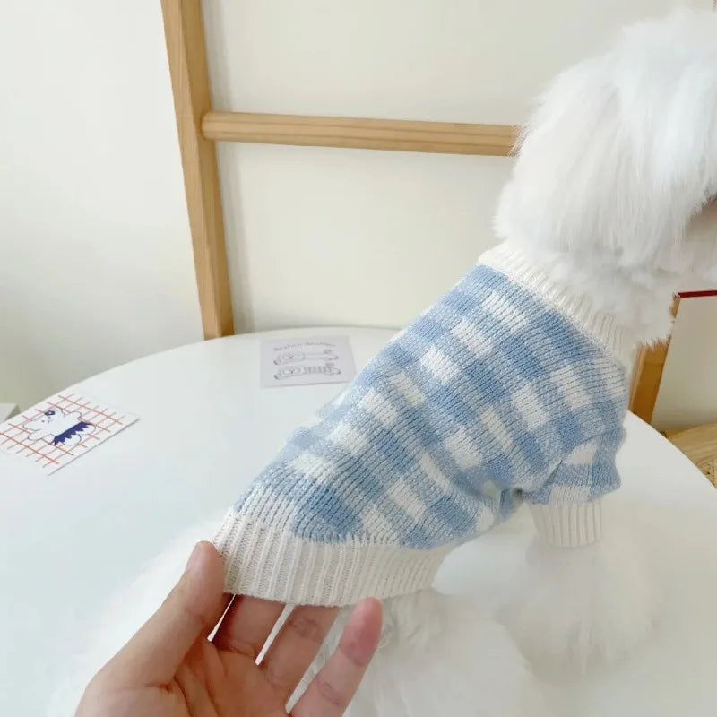 Sweet Blue Plaid Puppy Cardigan