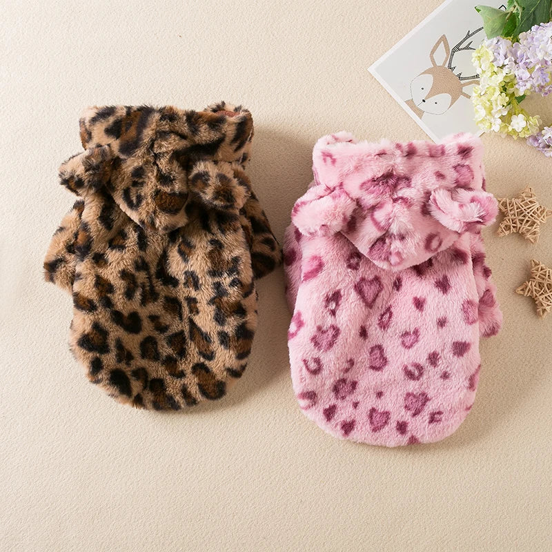 Leopard Print Thickened Jacket For Dogs